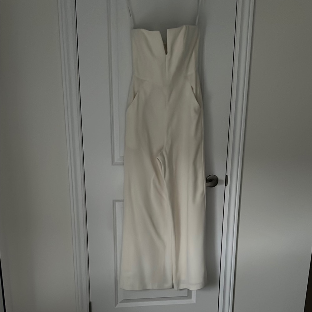 Strapless Ivory Strapless Wide Leg Jumpsuit Dessy Collection